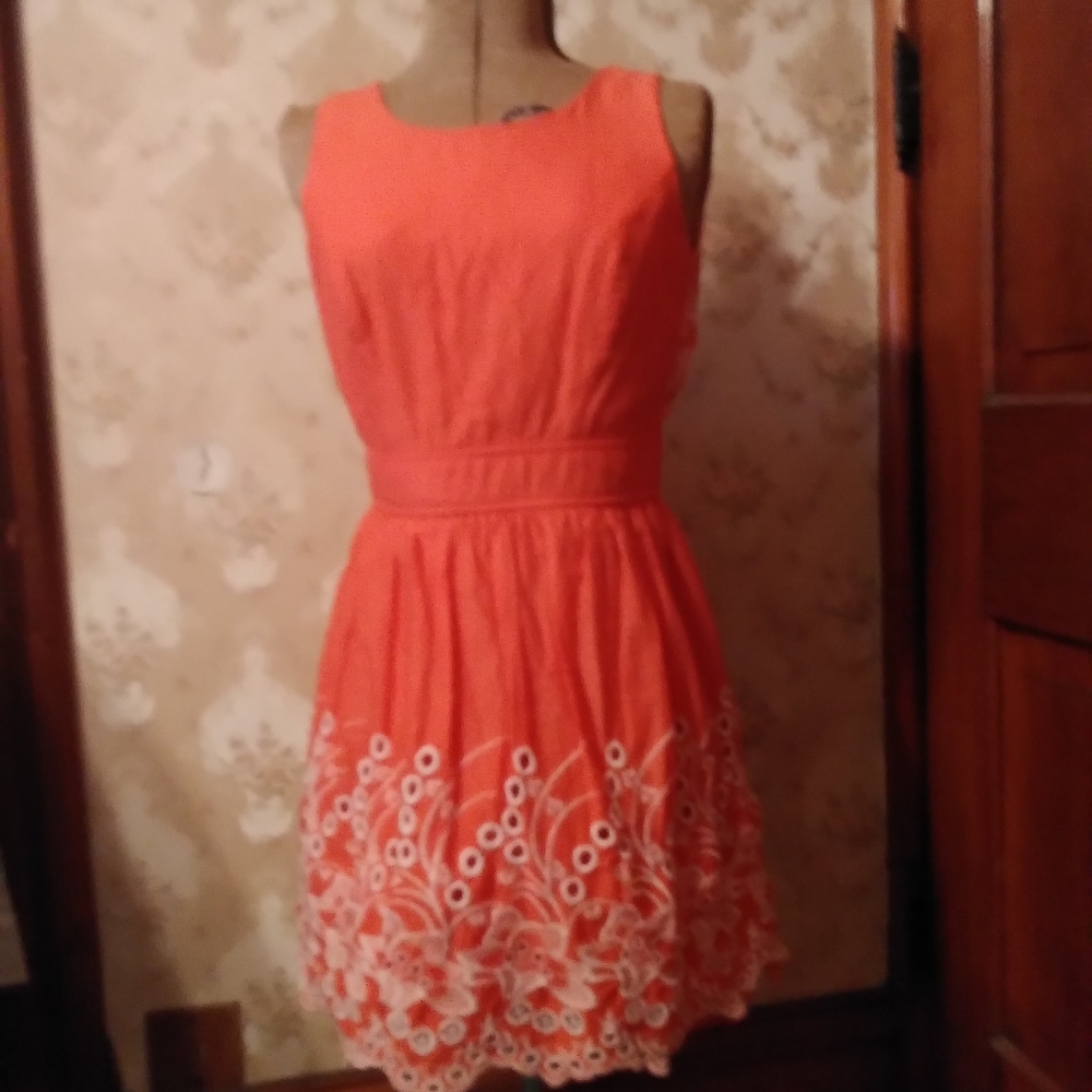 Pink and white open back dress